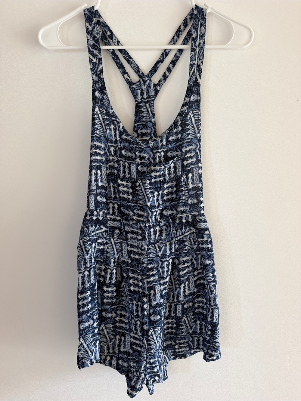 Navy Patterned One-Piece Romper